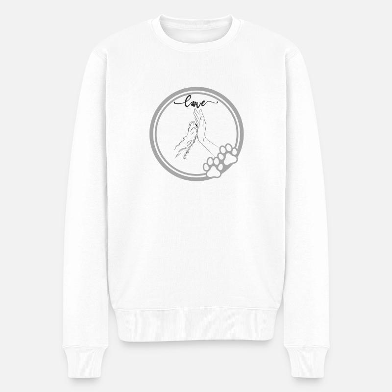 Amour des animaux, Give Paw - Pull Premium bio Homme - blanc