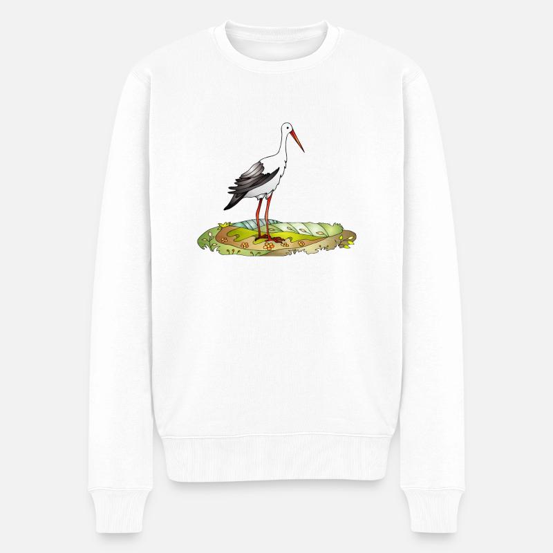 Storchenvogel - Männer Premium Bio Pullover - Weiß