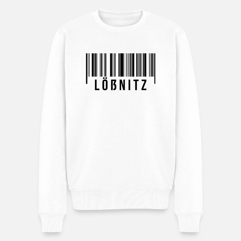 Erzgebirge Strichcode Lößnitz - Männer Premium Bio Pullover - Weiß