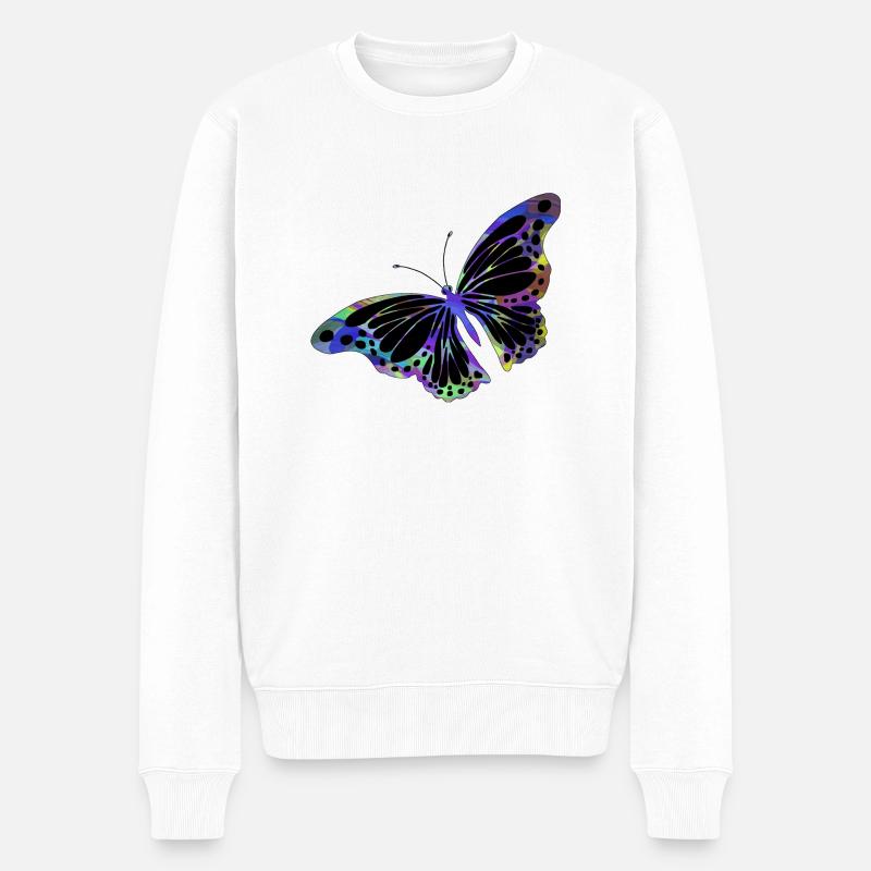 Schmetterling - Männer Premium Bio Pullover - Weiß