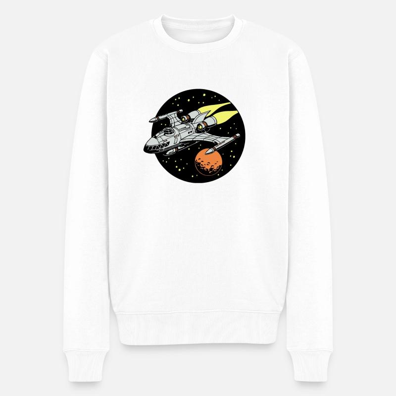 Raumschiff - Männer Premium Bio Pullover - Weiß