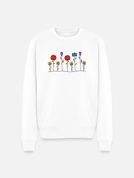 Blumen - Männer Premium Bio Pullover - Weiß