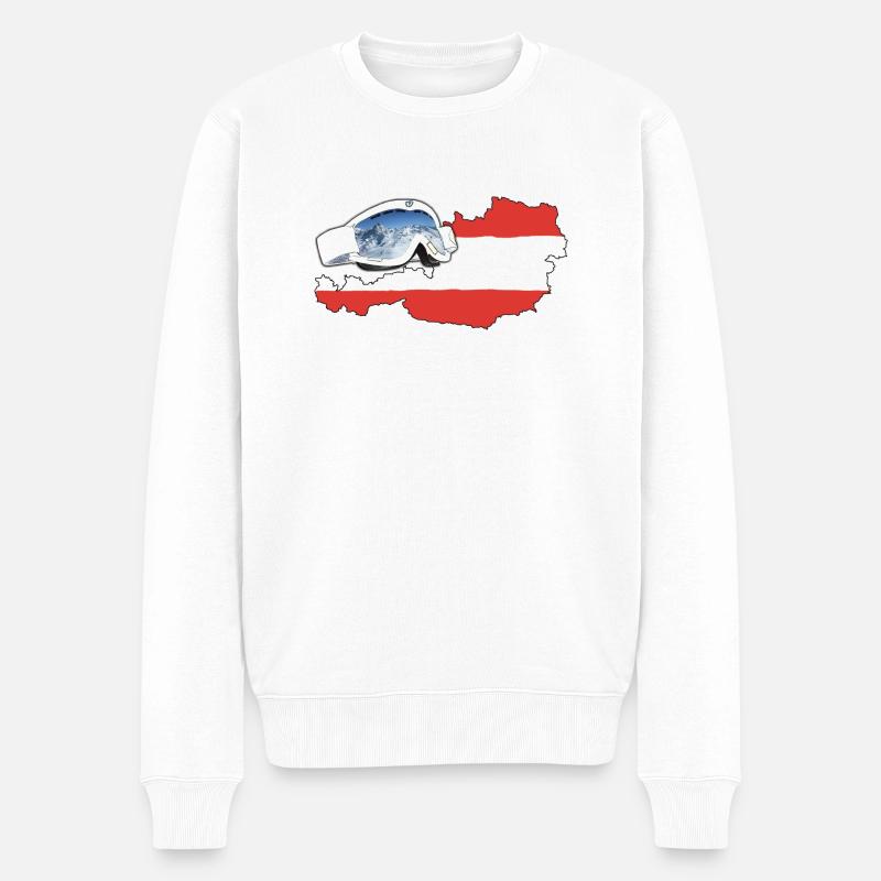 Österreich Goggles - Männer Premium Bio Pullover - Weiß