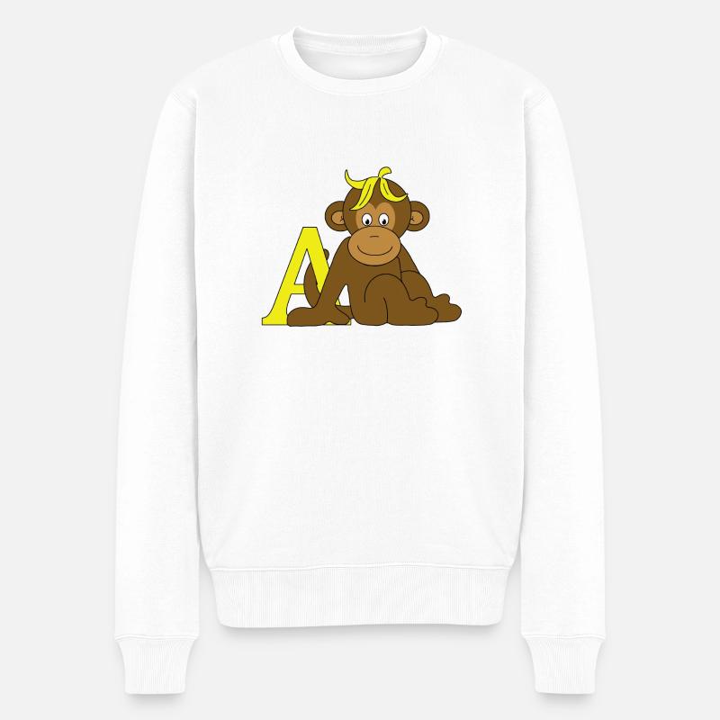 Affe mit A - Männer Premium Bio Pullover - Weiß
