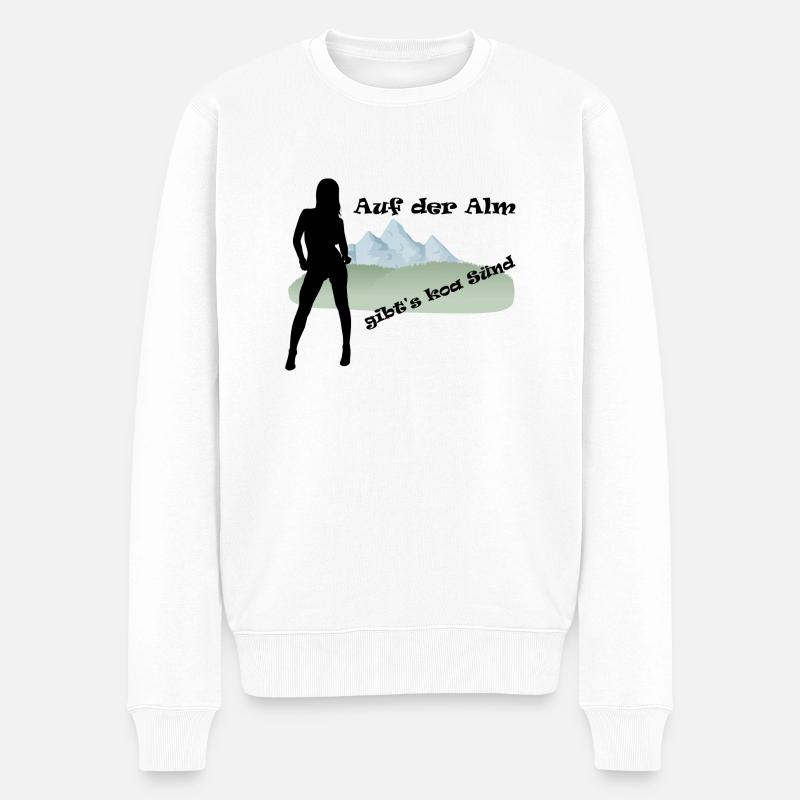 "Auf der Alm gibt's koa Sünd" by Claudia-Moda - Männer Premium Bio Pullover - Weiß