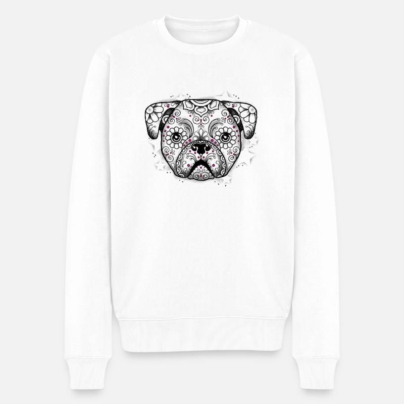 Welpe Sugar Skull - Männer Premium Bio Pullover - Weiß