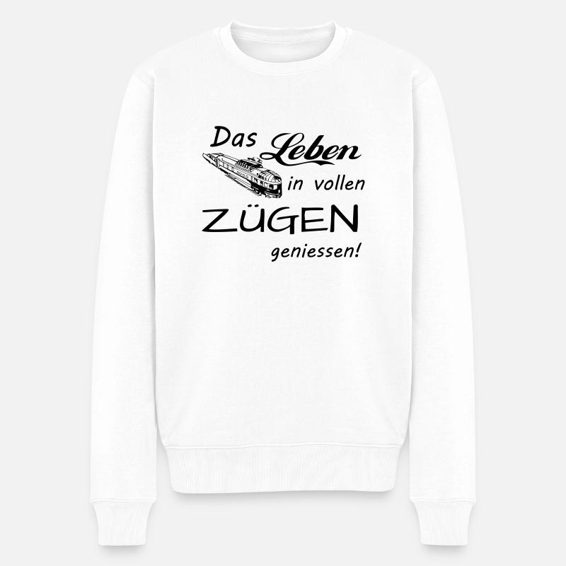 Das Leben geniessen - Männer Premium Bio Pullover - Weiß