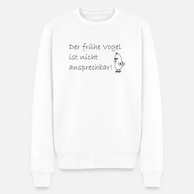 Der frühe Vogel schwarz - Männer Premium Bio Pullover - Weiß