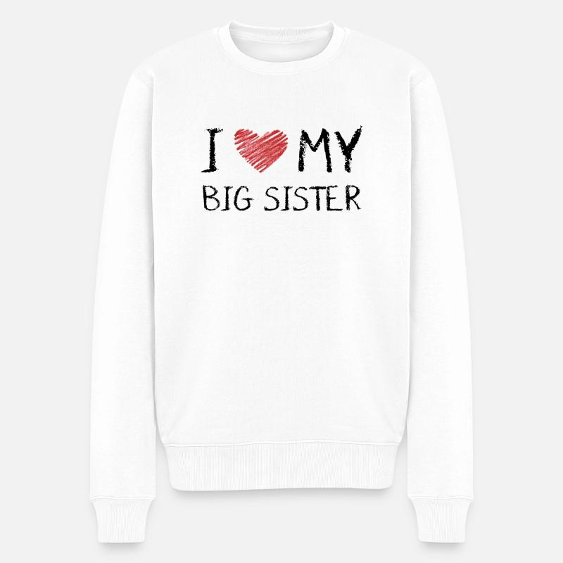 I Love My Big Sister - Männer Premium Bio Pullover - Weiß