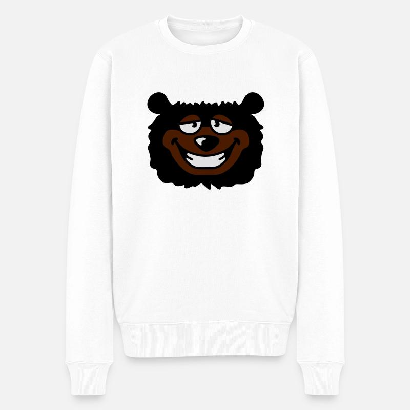 bear_head - Männer Premium Bio Pullover - Weiß