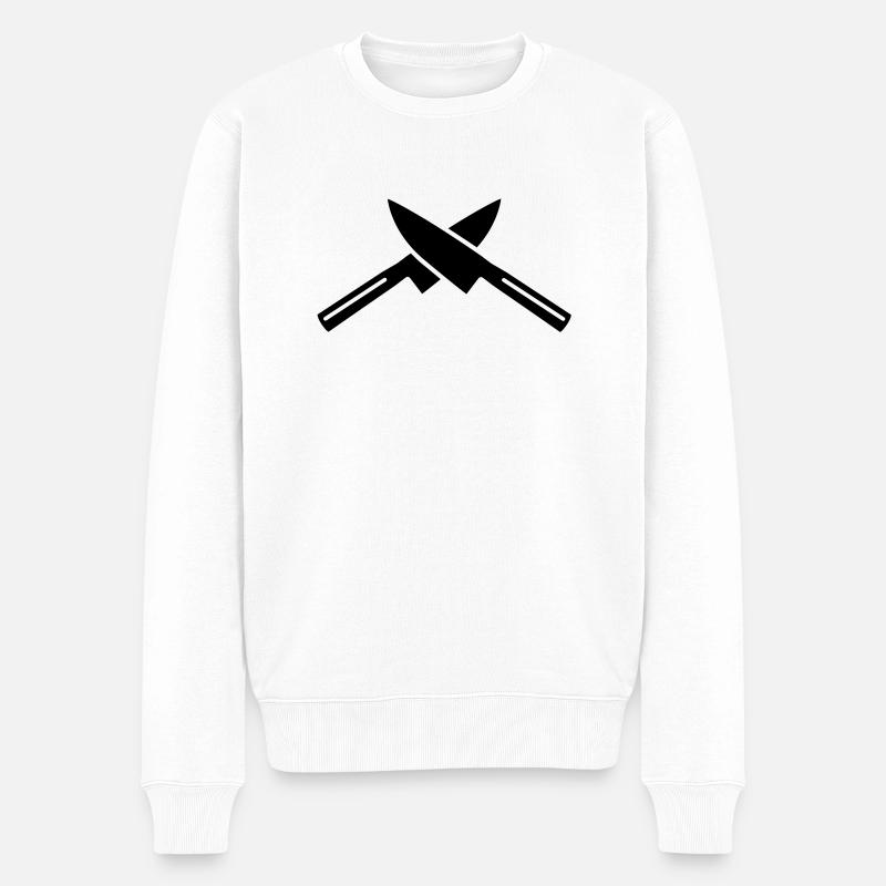 Messer - Männer Premium Bio Pullover - Weiß