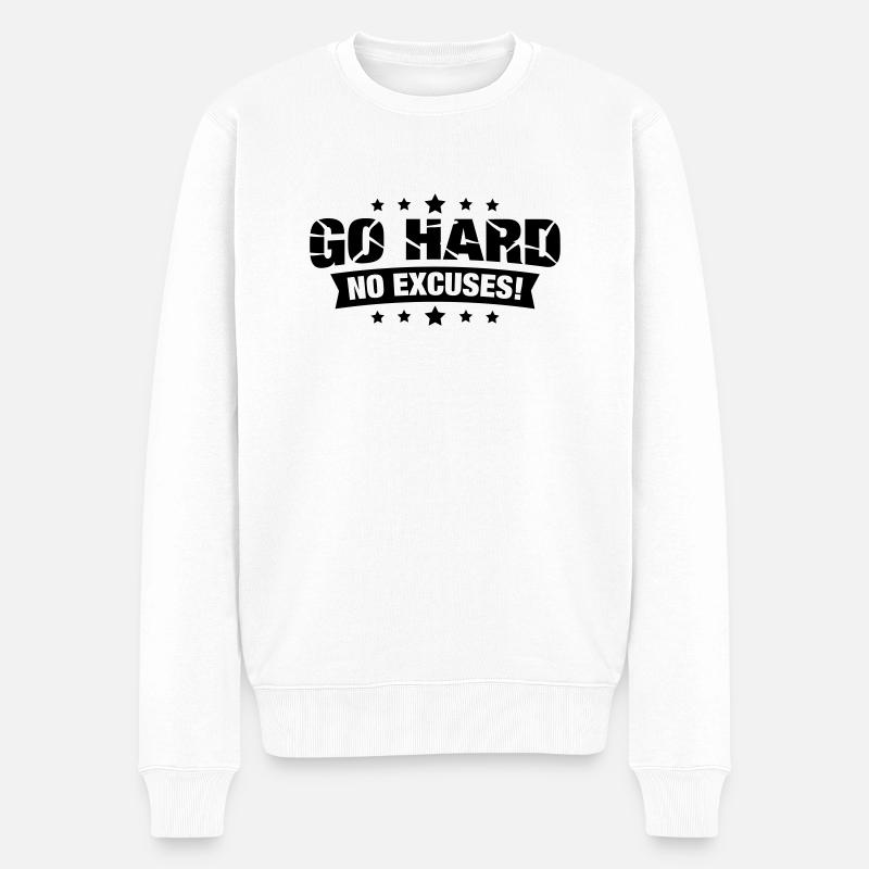 go_hard_no_excuses_2_f1 - Pull Premium bio Homme - blanc