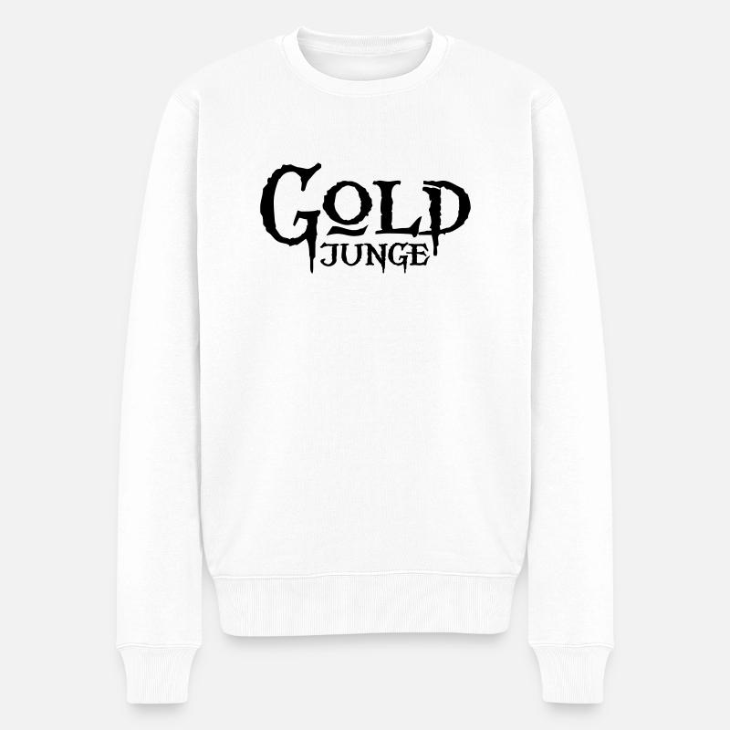 Goldjunge - Männer Premium Bio Pullover - Weiß