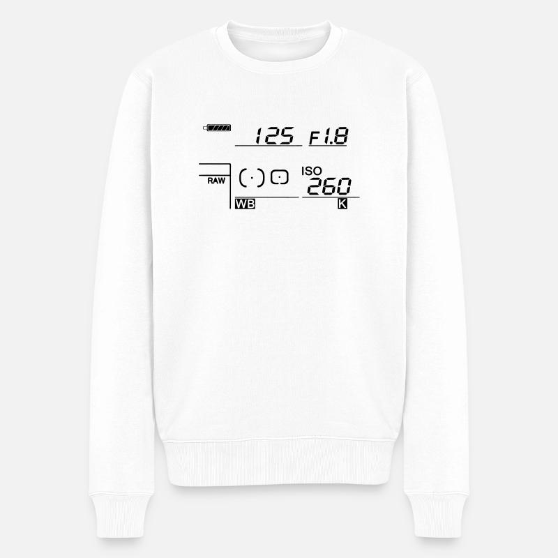 Kamera - Display - Männer Premium Bio Pullover - Weiß