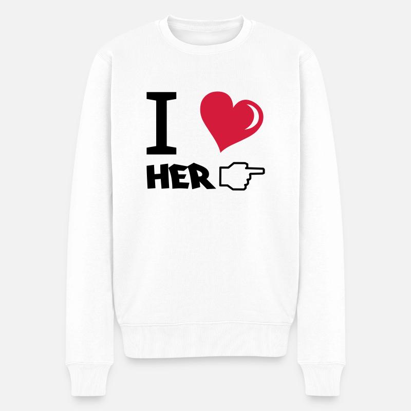 i_love_her - Pull Premium bio Homme - blanc