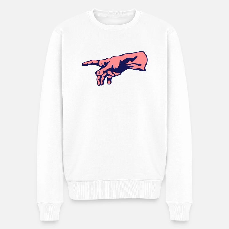 zweihändiger Gottmensch - Männer Premium Bio Pullover - Weiß
