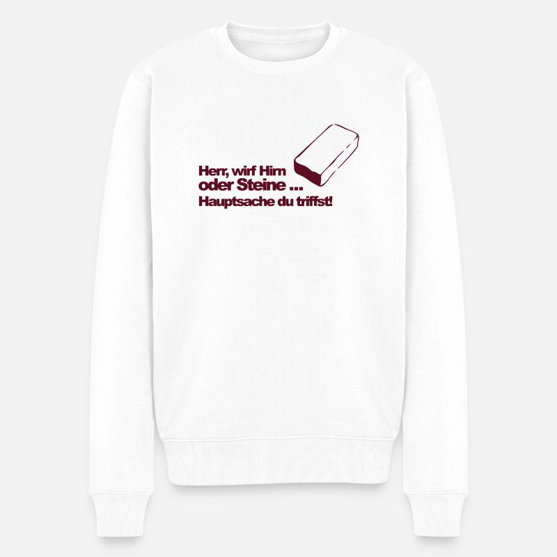 Hirn oder Steine (md) - Männer Premium Bio Pullover - Weiß