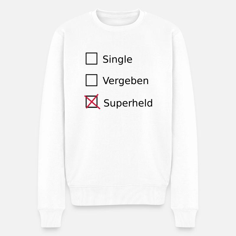 Single Vergeben Superheld - Männer Premium Bio Pullover - Weiß