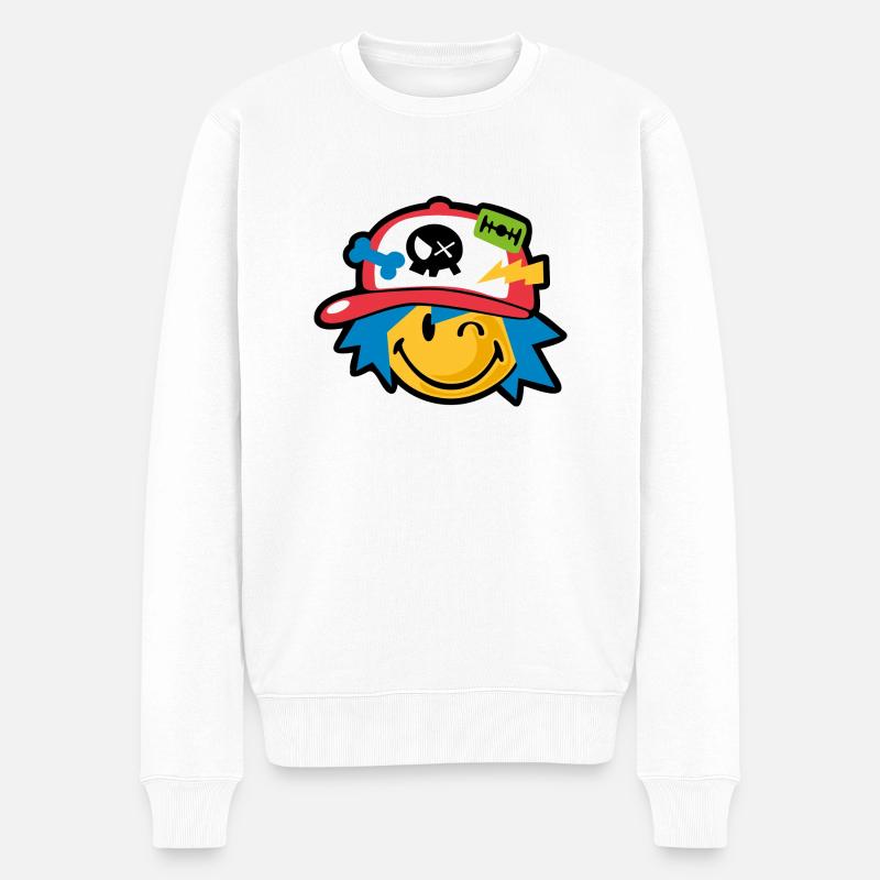 Smiley kawaii boy - Männer Premium Bio Pullover - Weiß