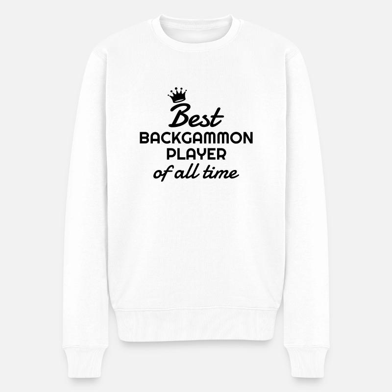 Backgammon / Spiel / Player / Schach - Männer Premium Bio Pullover - Weiß