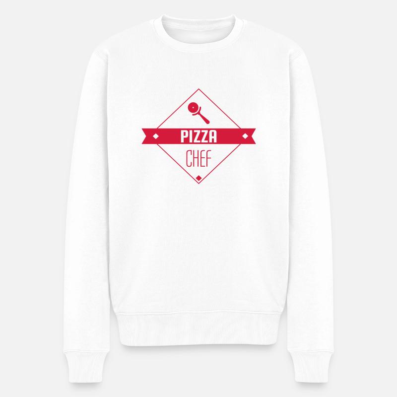 Pizza / pizzaiolo / Italien / Burger - Männer Premium Bio Pullover - Weiß