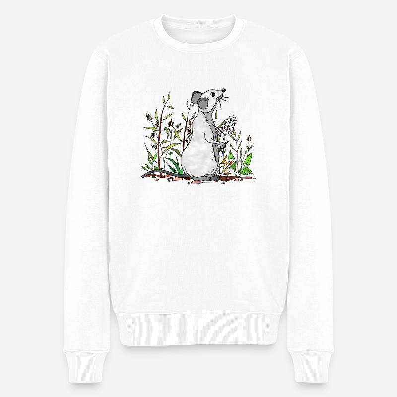 Maus - Männer Premium Bio Pullover - Weiß