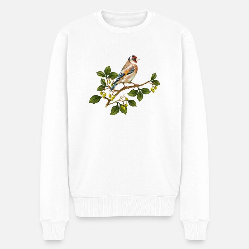 Stieglitz Vogel - Männer Premium Bio Pullover - Weiß