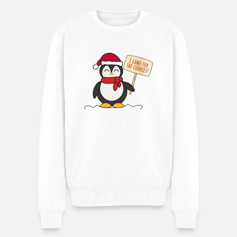 Weihnachtspinguin - Männer Premium Bio Pullover - Weiß