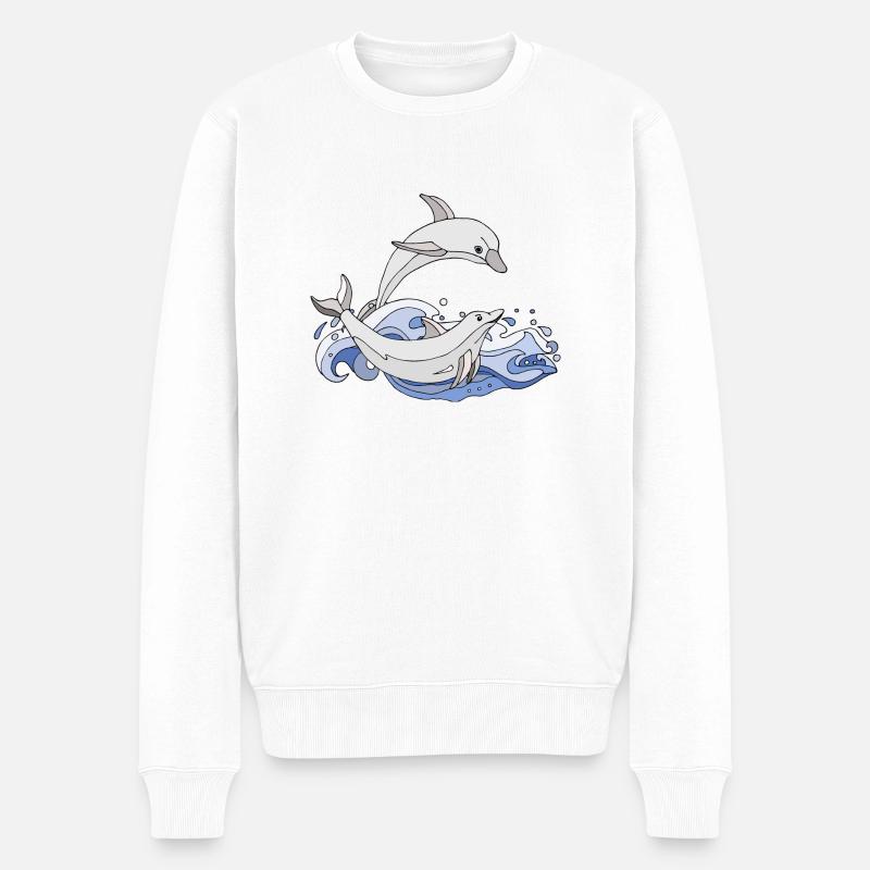 Dolphins - Männer Premium Bio Pullover - Weiß