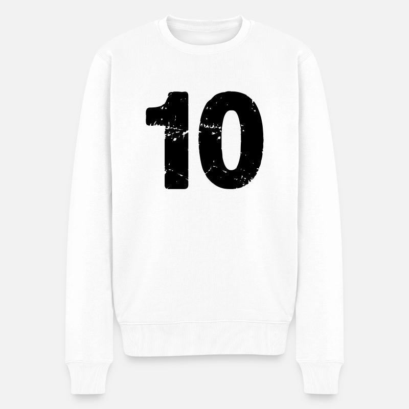 10 - Männer Premium Bio Pullover - Weiß
