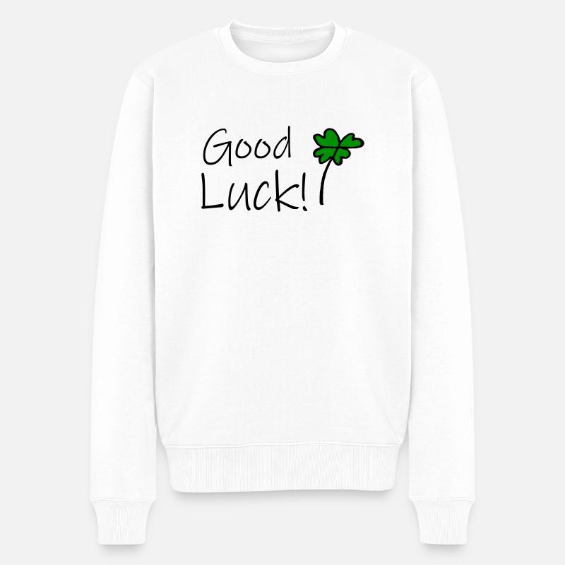 Good Luck - Männer Premium Bio Pullover - Weiß