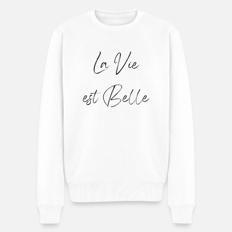 La vie est belle - Männer Premium Bio Pullover - Weiß