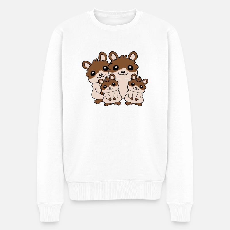 Mama Papa Kinder Hamster - Männer Premium Bio Pullover - Weiß