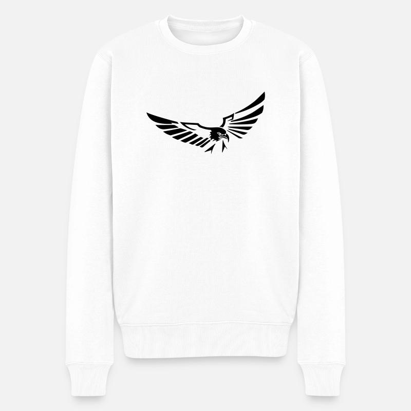 aigle volant ouvrant ses ailes - 20 - Pull Premium bio Homme - blanc