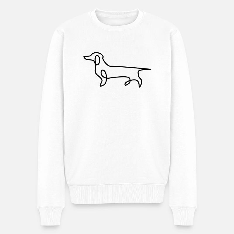 Dackel Skizze Illustration Dachshund Hund - Männer Premium Bio Pullover - Weiß