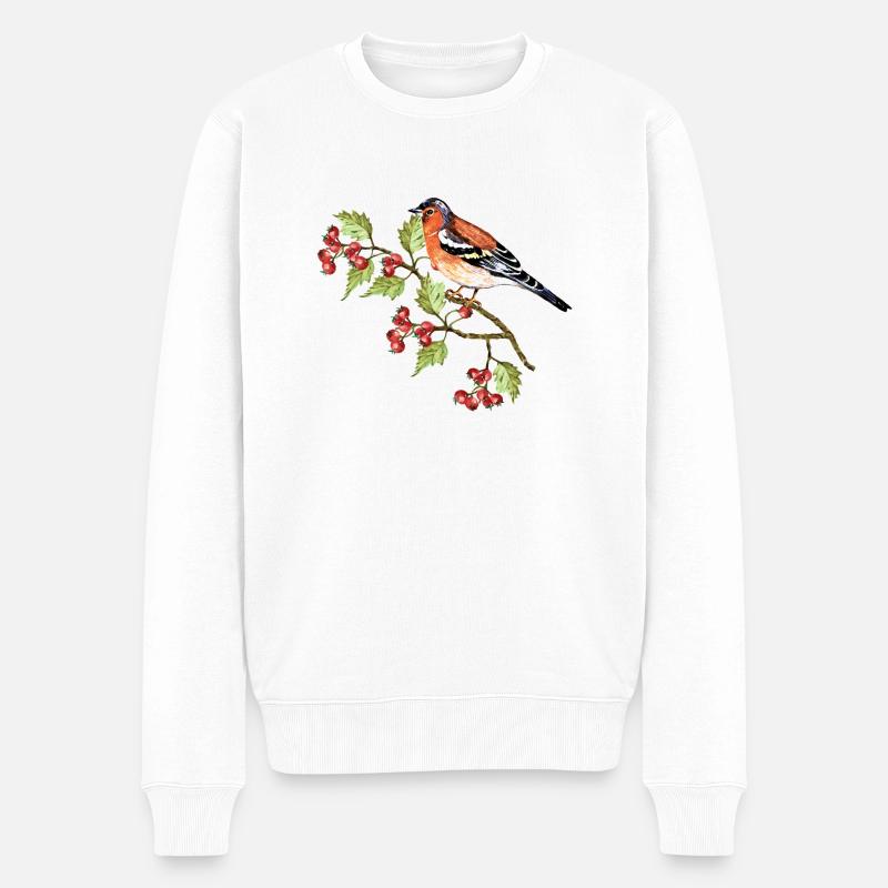 Bunter Vogel - Männer Premium Bio Pullover - Weiß