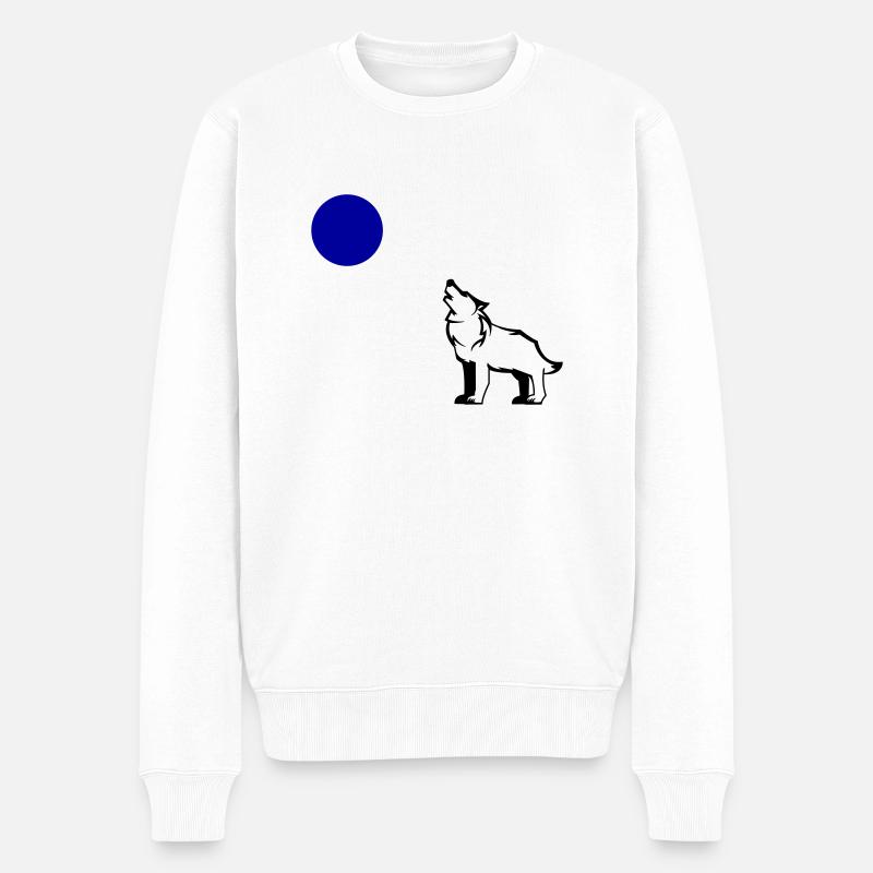 wolf vollmond - Männer Premium Bio Pullover - Weiß