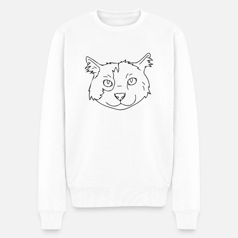 Katze - Männer Premium Bio Pullover - Weiß