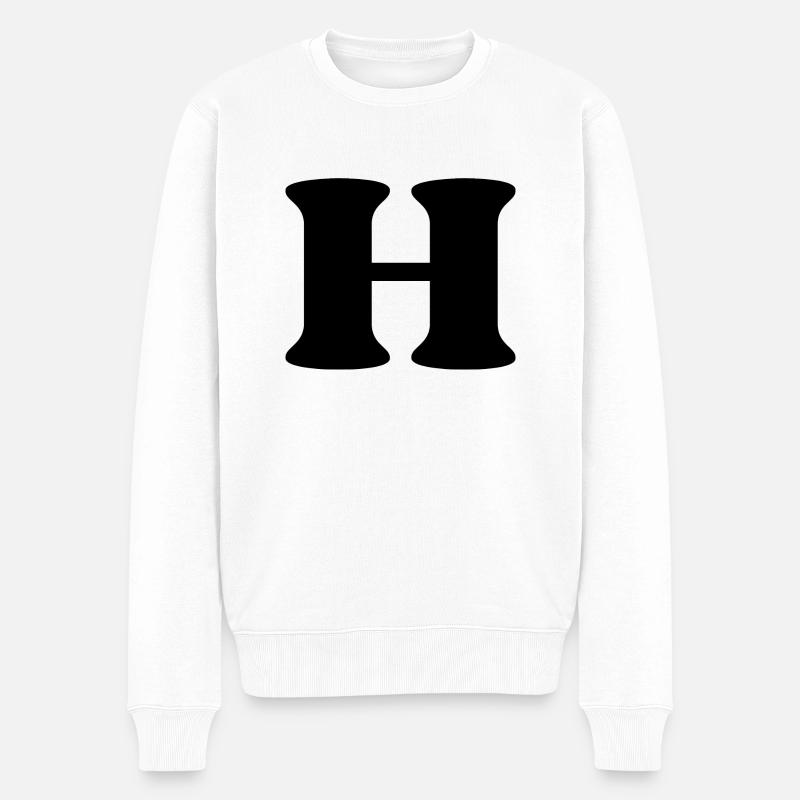 Lettre h - Pull Premium bio Homme - blanc