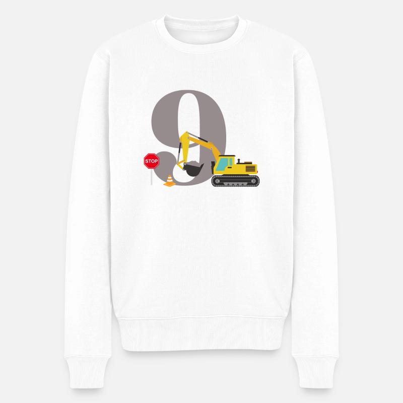 9e anniversaire pelleteuse - Pull Premium bio Homme - blanc