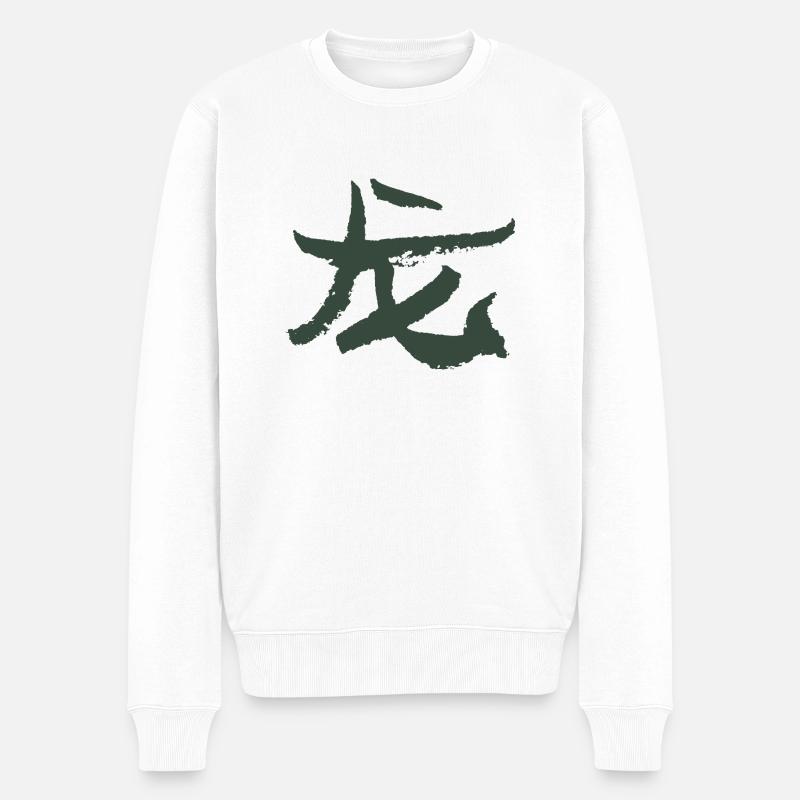 Drache (Chinesisch) Tierkreiszeichen - Männer Premium Bio Pullover - Weiß