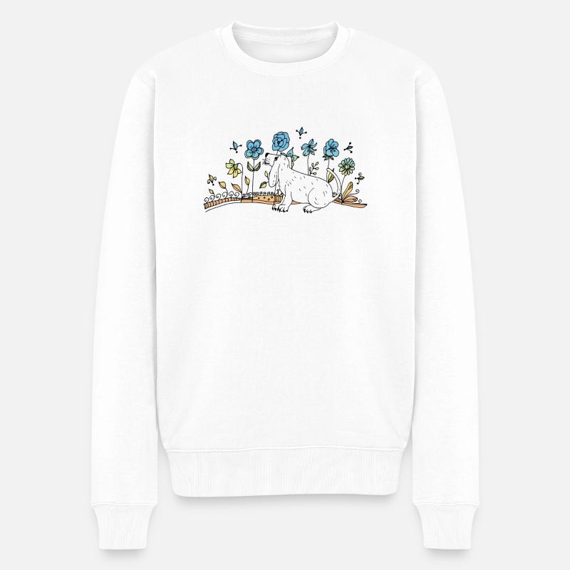 Hund - Männer Premium Bio Pullover - Weiß