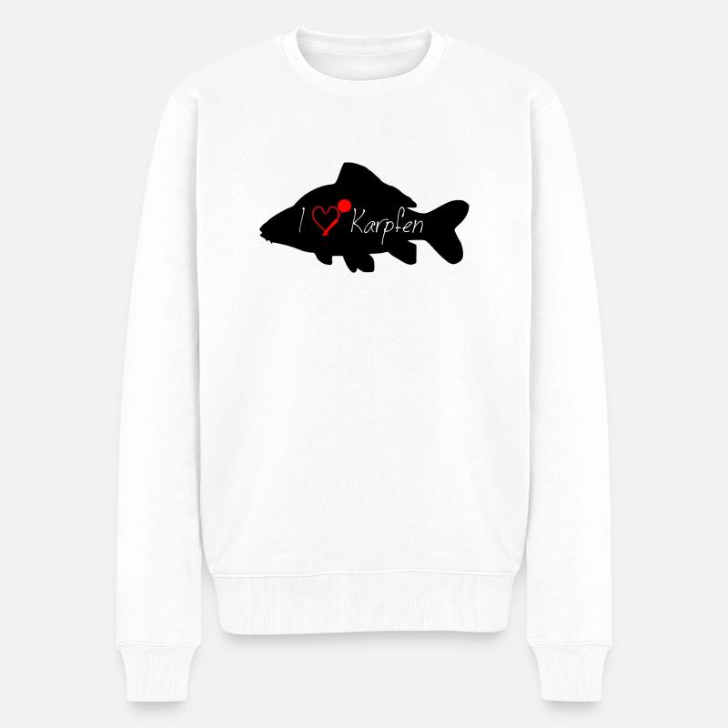 I love KARPFEN schwarz - Männer Premium Bio Pullover - Weiß