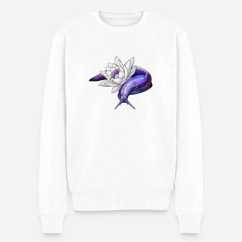 Lotus Schnecke - Männer Premium Bio Pullover - Weiß