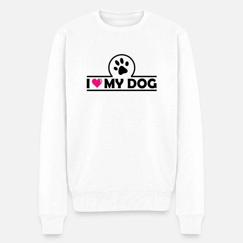 i love my dog - Männer Premium Bio Pullover - Weiß