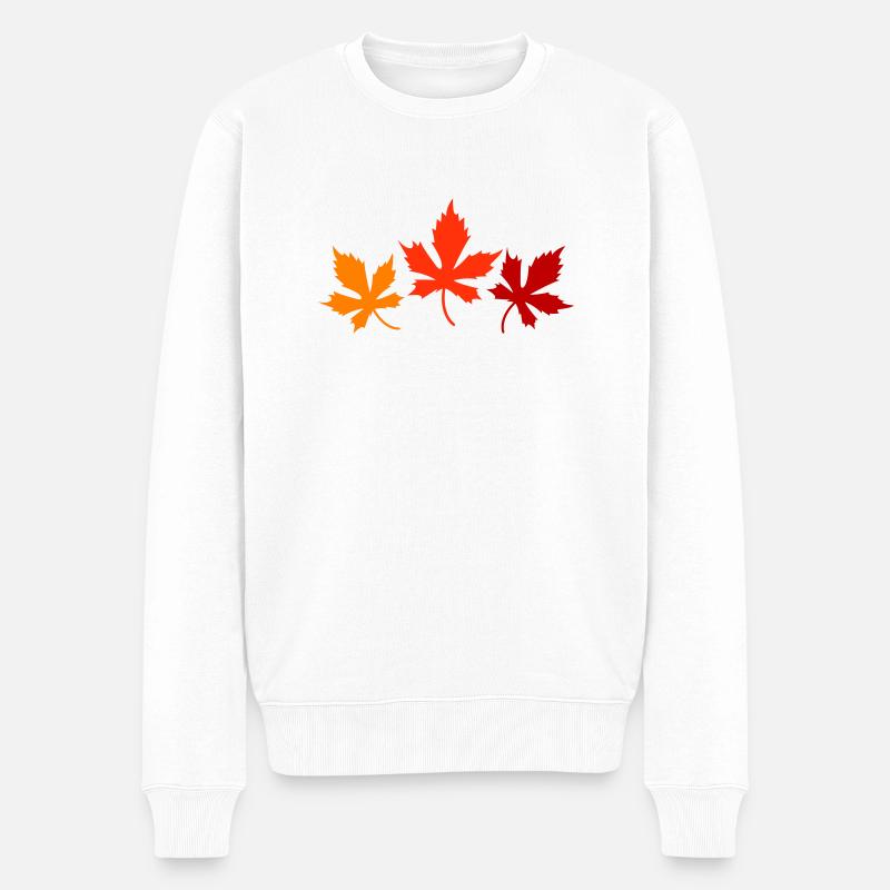 blätter - Männer Premium Bio Pullover - Weiß