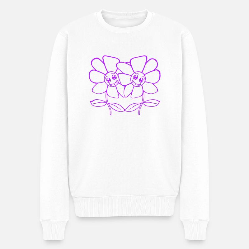 Deux jolies belles fleurs amies - Pull Premium bio Homme - blanc