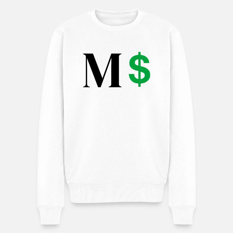 Buchstabe M Dollar - Männer Premium Bio Pullover - Weiß