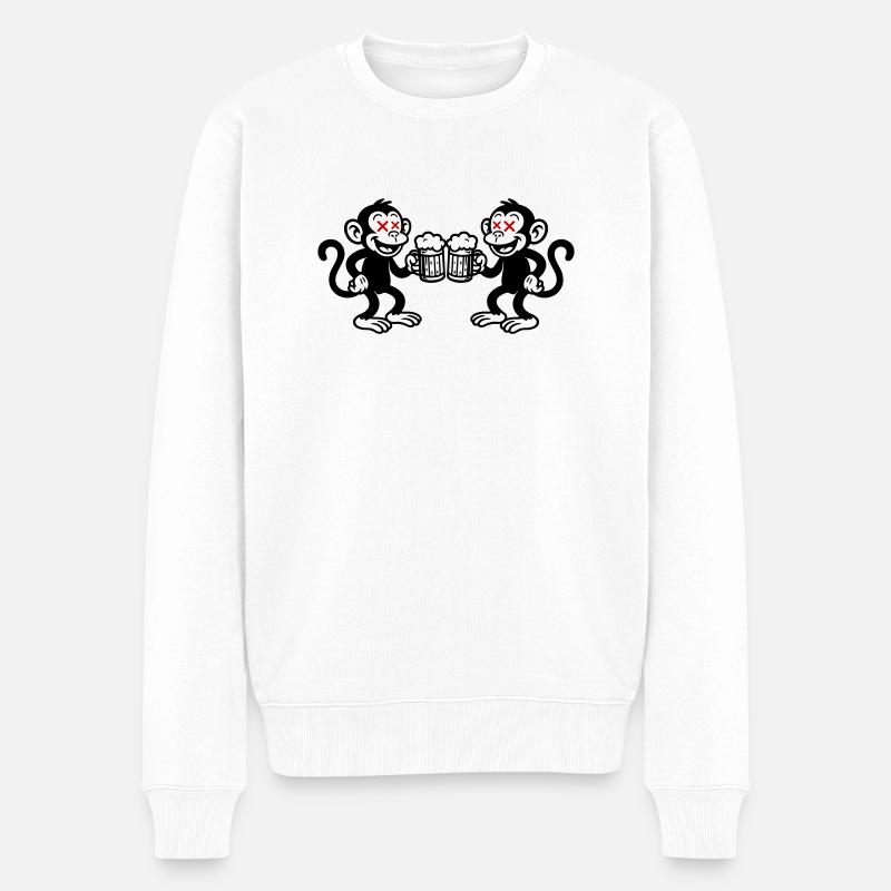 Bière Monkey Boire - Pull Premium bio Homme - blanc