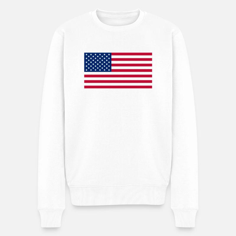 USA Flagge Fahne - Männer Premium Bio Pullover - Weiß